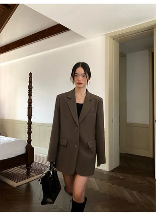 Black Long Sleeved Suit Jacket Alodia Store
