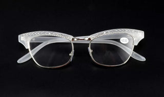 Diamond Ladies Elegant Cat Eye Reading Glasses Resin Lenses Women Crystal Rhinestone Decoration Presbyopic Eyewear for Elder Alodia Store