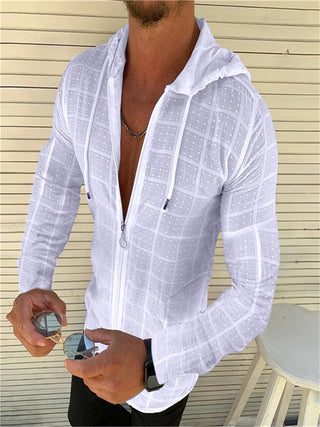 Fashion Long/Short sleeved Hoodie Zipper T shirt Men clothing Summer Solid color Casual Plaid print Open Stitch Th alodia store