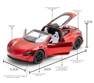 1:24 Tesla Roadster Alloy Sports Car Model Diecasts Metal Toy Vehicles Car Model Simulation Sound and Light Collection Kids Gift Alodia Store