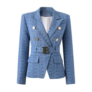 Geometric Pattern Denim Jackets Alodia Store