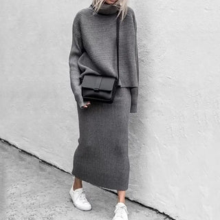 Fashion Women Slim Sweater Skirt Two Pieces Set Alodia Store