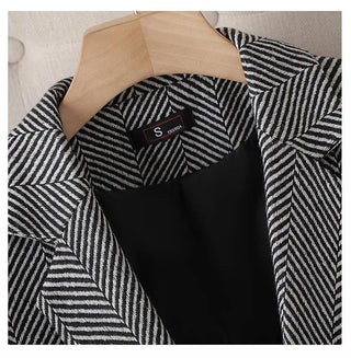 Women Coffee Stripe Formal Blazer business New Alodia Store
