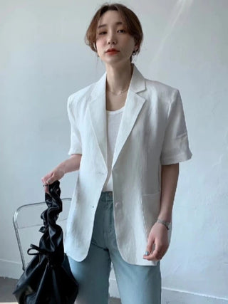 Cotton Linen Short-sleeved Coat Loose Alodia Store