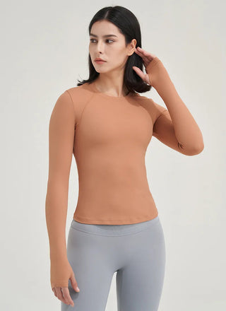 SOISOU Nylon Gym Top Yoga Shirt Fitness Sport Women Clothing Elastic Breathable Pilates Long Sleeve Tops 5 Colors 4 Size Alodia Store