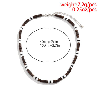 New Bohemian Style Necklace for Men Polymer Clay Pieces Spliced Wood Beads Wholesale Hot Spot Gothic Chains Jewelry Alodia Store