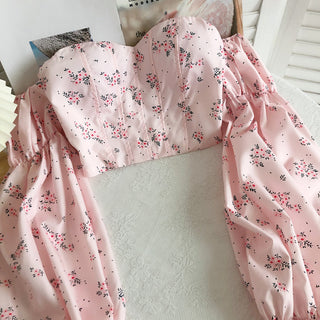 Summer Sexy High Street Off Shoulder Floral Print Puff Alodia Store