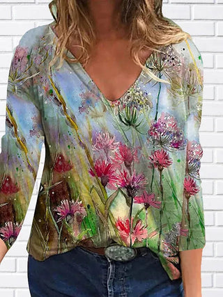 Women 2022 Autumn Trendy New Longsleeve Casual Personalized Cute V-Neck Tops Plus Size XS-8XL Alodia Store