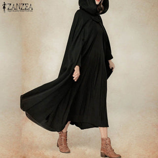 ZANZEA Women Poncho Winter Hooded Open Front Alodia Store
