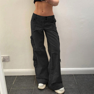 Button Low Waist Women's Denim Pants ALODIA STORE