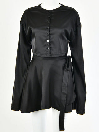 Casual Satin Two Piece Dress Set For Women ALODIA STORE