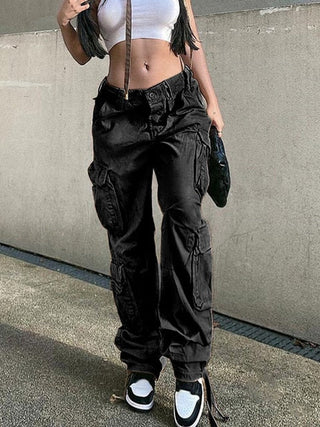 Button Low Waist Women's Denim Pants ALODIA STORE