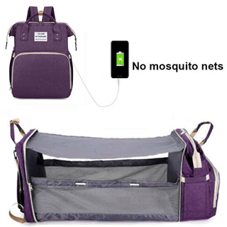 Folding Mommy Bag Portable Folding Crib Bed Large-capacity Baby Backpack Female Mommy Outting Bag Mummy Bag ALODIA STORE