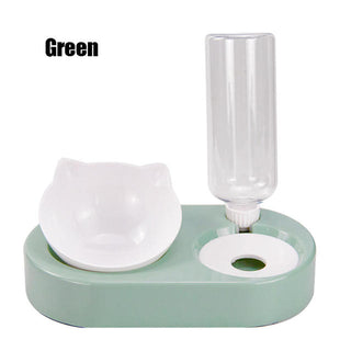 Pet Bowl Double Bowls Food Water Feeder With Auto Water Dispenser ALODIA STORE