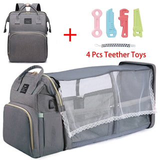 Folding Mommy Bag Portable Folding Crib Bed Large-capacity Baby Backpack Female Mommy Outting Bag Mummy Bag ALODIA STORE