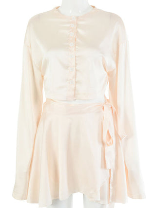 Casual Satin Two Piece Dress Set For Women ALODIA STORE