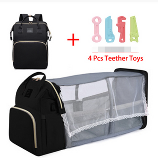 Folding Mommy Bag Portable Folding Crib Bed Large-capacity Baby Backpack Female Mommy Outting Bag Mummy Bag ALODIA STORE