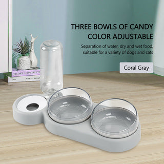 Pet Bowl Double Bowls Food Water Feeder With Auto Water Dispenser ALODIA STORE