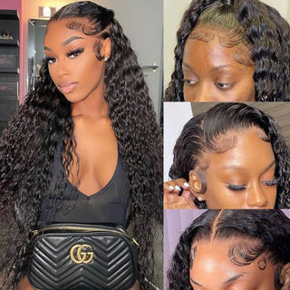 Deep Wave Closure Wig Human Hair Wigs Lace Frontal 13x6 Lace Front Wig PrePlucked Bleached Knots Wigs 13x4 Deep Wave Frontal Wig ALODIA STORE