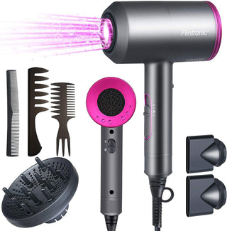 Flintronic Secador de Pelo de 2000W, Secador de Pelo Iónico Profesional Poderoso para Secado Rápido, Botón de enfriamiento independiente(3 Velocidades, 3 Boquillas y 2 Difusores) ALODIA STORE
