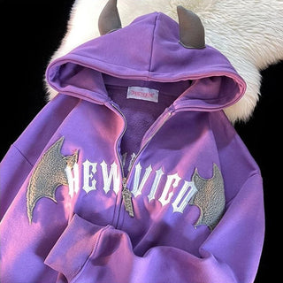 Bat Wing Devil Horn Hoodies ALODIA STORE