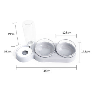Pet Bowl Double Bowls Food Water Feeder With Auto Water Dispenser ALODIA STORE