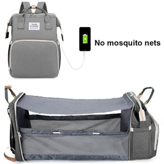 Folding Mommy Bag Portable Folding Crib Bed Large-capacity Baby Backpack Female Mommy Outting Bag Mummy Bag ALODIA STORE