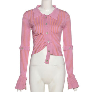 Casual Buttons Flared Sleeve Cardigans ALODIA STORE