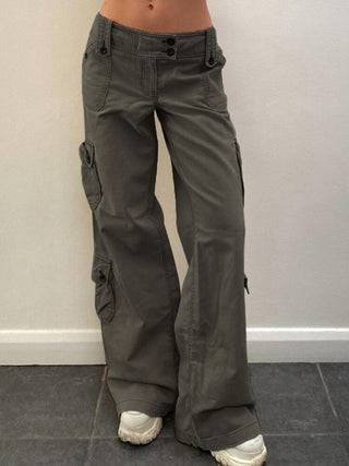 Button Low Waist Women's Denim Pants ALODIA STORE