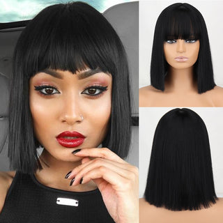 WERD Short White Grey Wig For Woman With Bangs Ladies Anime High Temperature Fiber Synthetic Cosplay Lolita Wig ALODIA STORE