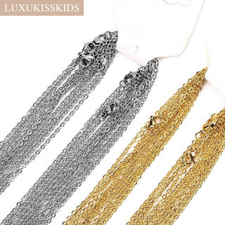 LUXUKISSKIDS Stainless Steel Necklace Chains Woman 10pcs/lot Bulk Wholesale DIY Rolo 2mm Chain No Fade Choker For Jewelry Making ALODIA STORE