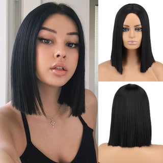 Short straight orange wig with bangs synthetic fiber wig African American white female cosplay/party/daily wig ALODIA STORE