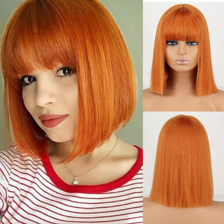 WERD Short White Grey Wig For Woman With Bangs Ladies Anime High Temperature Fiber Synthetic Cosplay Lolita Wig ALODIA STORE