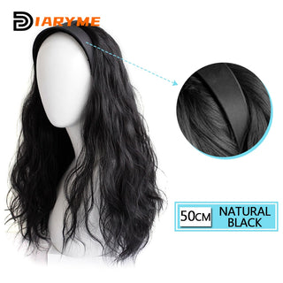 DM Headband Wig Synthetic Long Wavy Hair Wigs With Headband Cosplay Wig Female Natural Heat Resistant Half Hair Wig For Women ALODIA STORE