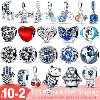 925 Sterling Silver Heart Shaped Charm Bead Fits Original Pandora Bracelet Necklace Women Chameleon Pendant DIY Fine Jewelry Hot ALODIA STORE