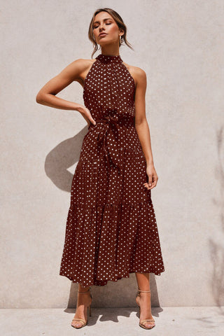 Summer Long Dress Polka Dot Casual Dresses Black Sexy Halter Strapless New 2023 ALODIA STORE