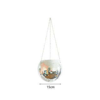 Disco Ball Hanging Flower Pot For Indoor Plants Bohemian Style Flower Planter Pots Rope Mirror Hanging Basket Garden Decor Vase ALODIA STORE