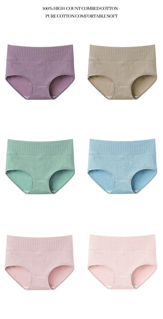 Cotton  Underwear Panties High Waist Briefs Solid Color Breathable Underpants Seamless Soft Lingerie Girls Fashion Briefs ALODIA STORE