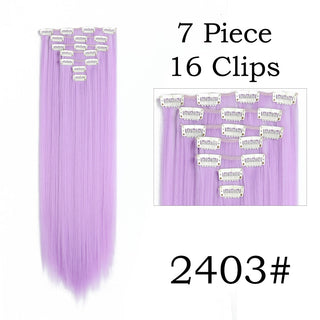 24Inchs 16 Clips in Hair Extensions Long Straight Hairstyle Synthetic Blonde Black Hairpieces Heat Resistant False Hair ALODIA STORE