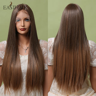 EASIHAIR Bright Blonde Lace Front Wigs Long Straight Natural Hair Wigs for Women Lace Frontal Synthetic Wig Heat Resistant ALODIA STORE