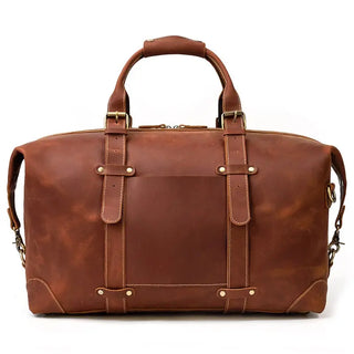 100% Genuine Crazy Horse Leather Men Travel Bags With Rivet Big HandBag For Male Cowhide Duffel Bag Mans Travelling Bag luxury ALODIA STORE