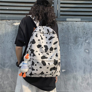 Cute Milk Cow Printing Women's Backpack Canvas Travel Mochila Women School Bag for Teenager Girls Fashion Rucksack Wholesale ALODIA STORE
