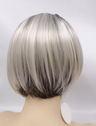 Womens Fashion Bob Wig Short Blonde Bob Wigs Black Roots Heat Resistant Synthetic Ombre Bob Hair Fancy Dress Party Wig for Women ALODIA STORE