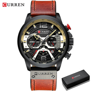 CURREN Casual Sport Watches for Men Top Brand Luxury Military Leather Wrist Watch Man Clock Fashion Chronograph Wristwatch ALODIA STORE