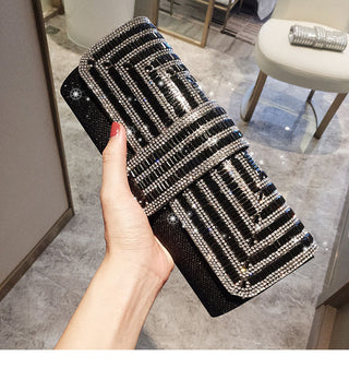 Black Clutch Purse and Handbag with Rhinestone Women ALODIA STORE