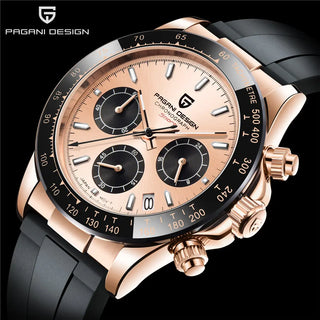 PAGANI DESIGN Top Brand New Rubber Strap Chronograph Watch Men Quartz Wristwatch Luxury Sapphire Glass Sports Watch Men Relogio ALODIA STORE