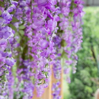 Wisteria Artificial Flower Vine Ivy Leaf Garland Silk Rose Flowers Rattan String Vine Wedding Arch Flower Home Garden Decoration ALODIA STORE