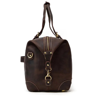 100% Genuine Crazy Horse Leather Men Travel Bags With Rivet Big HandBag For Male Cowhide Duffel Bag Mans Travelling Bag luxury ALODIA STORE
