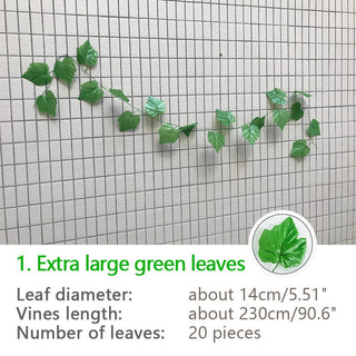 240cm Green Silk Artificial Hanging Ivy Leaf Garland Plants Vine Grape Leaves 1Pcs Home Bathroom Decoration Garden Party Decor ALODIA STORE
