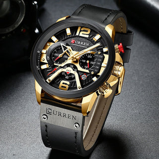 CURREN Casual Sport Watches for Men Top Brand Luxury Military Leather Wrist Watch Man Clock Fashion Chronograph Wristwatch ALODIA STORE
